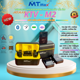 Wireless Microphone Không Dây MTMAX KTV-M2 - Đẳng Cấp Cho Mọi Sự Kiện Lớn  - Thu Âm Tốt, Chống Nhiễu, Chống Ồn. Wireless 2.4G Lên Đến 40M - Livestream, Vloger, Video