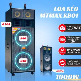 Loa Kéo Công Suất Lớn MTMAX KB01 Công Suất 1000W Bass Đôi 40cm Âm Thanh Uy Lực Đi Kèm 2 Micro Karaoke Hát Nhẹ Vang Sâu