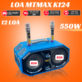 Loa Xách Tay Karaoke MTMAX K124 Pro 12 Loa Cao Cấp Âm Thanh Đa Hướng Hệ Thống Bass Trung Treble, 2 Bass 20 Công Suất Đến 550W