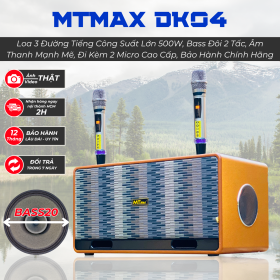 Loa Karaoke Mới Nhất 2024 - MTMAX DK04 - Hệ Thống 6 Loa 3 Đường Tiếng Công Suất Lớn 500W, Bass Đôi 2 Tấc, Âm Thanh Mạnh Mẽ, Đi Kèm 2 Micro Cao Cấp, Bảo Hành Chính Hãng 12 Tháng