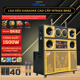 Loa Kéo MTMax BK82 – Công Suất Lớn Loa 4 Tấc Đôi Thiết Kế Độc Đáo Kèm 2 Micro Cao Cấp