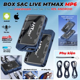 Box Sạc Live MTMAX MP6 Vừa Sạc Vừa Livestream Thích Hợp Android và IOS Công Nghệ Xử Lý Âm Thanh AI Tùy Chỉnh Âm Lượng Kết Nối Âm Thanh AUX