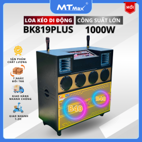 Loa Kéo Di Động MTMAX BK819Plus, Công Suất Cực Khủng 1000W, Hệ Thống 2 Bass Đôi 40, 4 Trung, 2 Treble, Âm Thanh Cực Khủng, Kèm 2 Micro Không Dây Cao Cấp, Chuyên Karaoke Không Gian Lớn, Quán Bar