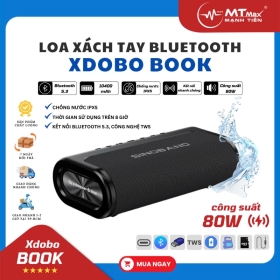 Loa Xách Tay Bluetooth Xdobo Book Công Suất 80W, Chip DSP, Công Nghệ TWS Âm Thanh Vòm Mạnh Mẽ, Chống Nước IPX5, Cổng Kết Nối Đa Dạng, Nghe Nhạc Trên 8 Giờ