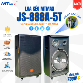 Loa Kéo Di Động MTMAX JS 888A 5T Bass 50, 1 Trung, 1 Treble, Công Suất Cực Lớn 700W, Đi Kèm 2 Micro Không Dây UHF Cao Cấp, Thoải Mái Karaoke, Sân Vườn, Phòng Trà, Hoạt Động Ngoài Trời, Bảo Hành 12 Tháng