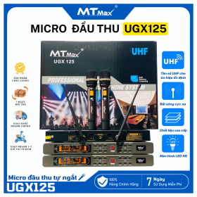 Micro Đầu Thu Cao Cấp Chính Hãng MTMAX UGX125 Sóng UHF, Chất Âm Sáng, Bắt Âm Tốt, Sơn Phủ Nano Chất Lượng Cao, Bắt Sóng Xa Trên 30m, Phù Hợp Giải Trí Đa Chức Năng