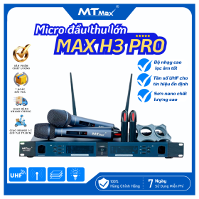 Micro Không Dây Đầu Thu Lớn MTMax H3 Pro Cao Cấp Chuyên Dùng Karaoke Gia Đình, Phòng Trà, Quán Bar, Chống Hú Tốt, Cho Âm Thanh Chuẩn, Trong, Ấm Áp 
