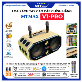 Loa Karaoke Xách Tay Bọc Da Cao Cấp MTMAX V1 Pro 16 Đường Tiếng, Hệ Thống Bass Đôi 20, 2 Treble, 12 Trung, Công Suất Mạnh Mẽ 100W, Công Nghệ DSP Hiện Đại, Micro Không Dây Chống Hú 
