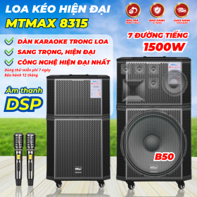 Loa Karaoke Gia Đình Vip LUXURY - Loa Kéo MTMAX 8315 Chip DSP Siêu Hiện Đại, Dàn Karaoke Di Động, Loa 7 Đường Tiếng Bass 50cm Công Suất Đến 1500W Kèm 2 Micro UHF Cao Cấp, Nhẹ Hơi, Nâng Giọng | Cất Giọng Lên Bạn Sẽ Không Còn Sự Lựa Chọn