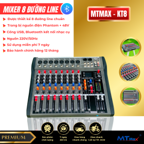 Mixer MTMAX KT8 Cao Cấp Với 8 Đường Line Chuyên Nâng Cấp Loa Kéo, Dàn Karaoke, Sân Khấu, Hội Nghị, Bữa Tiệc, Hàng Chính Hãng, Bảo Hành 12 Tháng