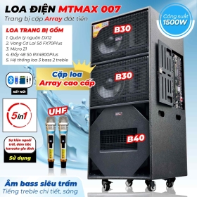 Loa Điện MTMAX 007 Trang Bị Cặp Loa Array Cao Cấp Đắt Tiền 1 Bass 40, 2 Bass 30, 2 Treble Tích Hợp 5 Trong 1 Hệ Thống 5 Loa, Quản Lý Nguồn, Vang, Micro, Đẩy 4 Kênh 48 Sò