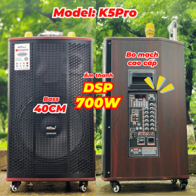 Loa Kéo MTMAX K5Pro Chip DSP Hay Như Phòng Karaoke Chuyên Nghiệp, Dàn Karaoke Di Động, Loa 3 Đường Tiếng Bass 40cm Công Suất 700W Kèm 2 Micro UHF Cao Cấp, Nhẹ Hơi, Nâng Giọng