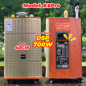 Loa Kéo MTMAX K6Pro Chip DSP Hay Như Phòng Karaoke Chuyên Nghiệp, Dàn Karaoke Di Động, Loa 3 Đường Tiếng Bass 40cm Công Suất 700W Kèm 2 Micro UHF Cao Cấp, Nhẹ Hơi, Nâng Giọng