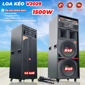 Loa Kéo Điện MTMAX V2029 Công Suất 1500W 4 Trong 1 Bass Đôi 40 Trang Bị Cục Đẩy Vang Micro Cùng Hệ Thống Loa Bass Đôi