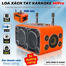 Loa Karaoke Xách Tay Cao Cấp MTMAX M1Pro 34 Đường Tiếng, Hệ Thống Bass Đôi 25 Công Suất Mạnh Mẽ Đến 750W, Micro Không Dây Chống Hú