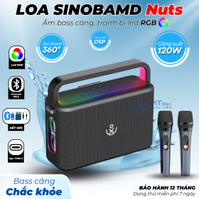 Loa SINOBAMD Nuts - Công Suất 120W Công Nghệ DSP Âm Thanh Đánh Cực Khủng, Nghe Siêu Hay, Tặng Kèm 2 Micro Không Dây Và Phụ Kiện Dây Đeo Chéo