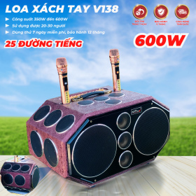 Loa Karaoke Xách Tay Cao Cấp MTMAX V138 25 Đường Tiếng, Hệ Thống Bass Đôi 25 Công Suất Mạnh Mẽ Đến 600W, Công Nghệ DSP Hiện Đại, Micro Không Dây Chống Hú