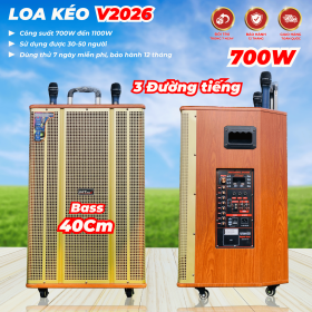 Loa Kéo V2026 Bass 40 Căng Ấm 3 Đường Tiếng Bass Trung Treble Công suất 700W-1100 Chơi được 30 - 50 Người Bo Mạch Chỉnh Cao Cấp Chơi Được Đám Tiệc Vừa Lớn