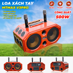 Loa Karaoke Xách Tay Cao Cấp MTMAX V3Pro 16 Đường Tiếng, Hệ Thống Bass Đôi 20, 2 Treble, 12 Trung, Công Suất Mạnh Mẽ 350W-500W, Công Nghệ DSP Hiện Đại, Micro Không Dây Chống Hú