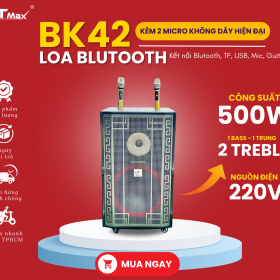 Loa Blutooth MTMAX BK42 Hiện Đại, 4 Loa, 1 Bass Cho Công Suất Vượt Trội 500W, Sóng UHF Siêu Cao Cho Âm Thanh Ổn Định,  Kết Nối Dễ Dàng Với Nhiều Thiết Bị.