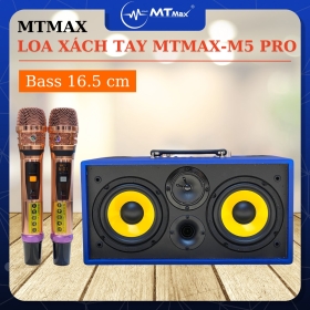 Loa xách tay MTMax M5Pro – Bass Đôi 16.5cm Kèm 2 Micro Cao Cấp
