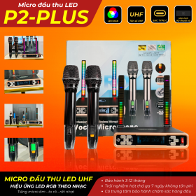 Micro Karaoke P2Plus UHF Siêu Độc Đáo Với Đèn LED RGB và Micro Hát Nhẹ, Hút Tiếng, Chống Hú Rít
