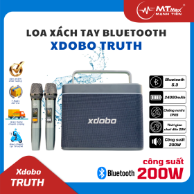 Loa Xách Tay Bluetooth Cao Cấp Xdobo Truth, Công Suất 200W Mạnh Mẽ, Công Nghệ Kháng Nước IPX5, Âm Thanh Vòm 360 Độ, Kèm 2 Micro Không Dây Cao Cấp