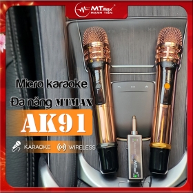 Micro Không Dây MTMAX AK91 Cao Cấp 2 Mic Chuyên Dùng Cho karaoke Hát Nhẹ