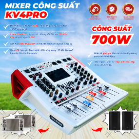 Mixer Liền Công Suất MTMAX KV4Pro Đẩy Liền Vang, Liền Mixer Công Suất 750W Màn Hình Led Hiển Thị Chi Tiết, 4 Cổng Micro, Chỉnh Equalizer, 99 Hiệu Ứng DSP Đánh Được Cặp Loa 3 Tấc Trở Xuống