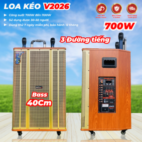 Loa Kéo V2026 Bass 40 Căng Ấm 3 Đường Tiếng Bass Trung Treble Công suất 700W-1100 Chơi được 30 - 50 Người Bo Mạch Chỉnh Cao Cấp Chơi Được Đám Tiệc Vừa Lớn