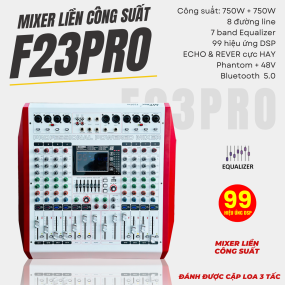 Mixer Cao Cấp Liên Công Suất MTMAX F23Pro 8 Đường Line 7 Band Equalizer Mượt Mà 99 Hiệu Ứng Chuyên Nghiệp DSP Bluetooth 5.0 Nguồn Điện Phantom + 48V Chất Lượng Cao