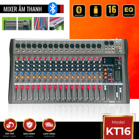 Mixer MTMAX KT16 Cao Cấp Với 16 Đường Line Chuyên Nâng Cấp Loa Kéo, Dàn Karaoke, Sân Khấu, Hội Nghị, Bữa Tiệc Tặng Dây Canon Ra Hoa Sen