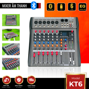 Mixer MTMAX KT6 Cao Cấp Với 6 Đường Line Chuyên Nâng Cấp Loa Kéo, Dàn Karaoke, Sân Khấu, Hội Nghị, Bữa Tiệc Tặng Dây Canon Ra Hoa Sen
