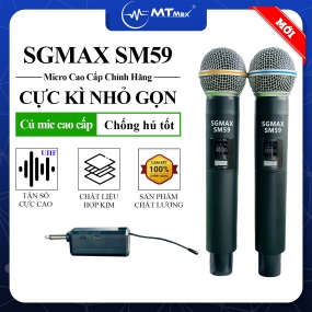 SGMax SM59- Micro Karaoke Không Dây Chính Hãng Chống Hù Rè Tốt Hỗ Trợ Nâng Giọng Hát Khi Hát Sạc Pin Trực Tiếp Trên Micro Bắt Sóng Xa Đến 15m