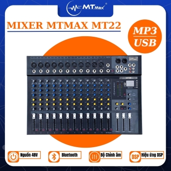 Mixer MTMAX MT22 - 12 Đường Line Âm Thanh Hay Kết Nối Bluetooth, USB, PC