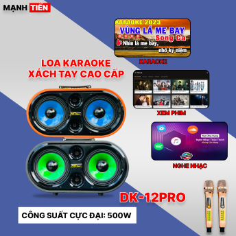 Loa Karaoke Xách Tay Mới Nhất 2024 - MTMAX DK12Pro - Loa 3 Đường Tiếng Công Suất Lớn 500W, Bass Đôi 2 Tấc, Âm Thanh Mạnh Mẽ, Đi Kèm 2 Micro Cao Cấp, Bảo Hành Chính Hãng 12 Tháng