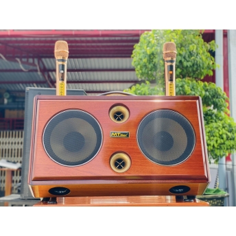 Loa Xách Tay Full Gỗ Blutooth Sang Trọng MTMAX K129, Trang Bị 6 Loa, 2 Bass, Công Suất Cực Mạnh, Âm Thanh Cực Nét, Kèm 2 Micro Không Dây Hiện Đại