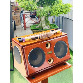 Loa Xách Tay Full Gỗ Blutooth Sang Trọng MTMAX K129, Trang Bị 6 Loa, 2 Bass, Công Suất Cực Mạnh, Âm Thanh Cực Nét, Kèm 2 Micro Không Dây Hiện Đại