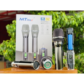 Micro Cao Cấp MTMAX K50PRO - Micro Karaoke Không Dây Đa Năng Sử Dụng Cho Tất Loại Loa Kéo, Vang, Amply Thiết Kế Mới Lạ Siêu Đẹp Bắt Sóng Xa Đến 100M Bảo Hành 12 Tháng