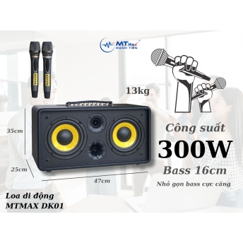 Loa Di Động MTMAX DK01 – Loa Xách Tay Công Suất Lớn, Bass Đôi, Kèm 2 Micro Cao Cấp