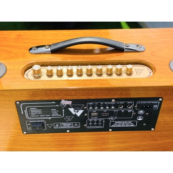 Loa Xách Tay Full Gỗ Blutooth Sang Trọng MTMAX K129, Trang Bị 6 Loa, 2 Bass, Công Suất Cực Mạnh, Âm Thanh Cực Nét, Kèm 2 Micro Không Dây Hiện Đại