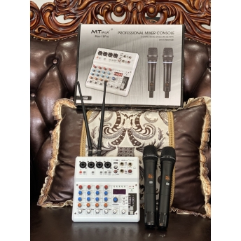 Mixer Mini MTMAX Max-16Pro -  Tích Hợp Nguồn 48V, 99 Hiệu Ứng DSP, Hát Livestream, Thu Âm, Karaoke Với Dàn Âm Thanh Gia Đình Đi Kèm 2 Micro Không Dây Bảo Hành 12 Tháng