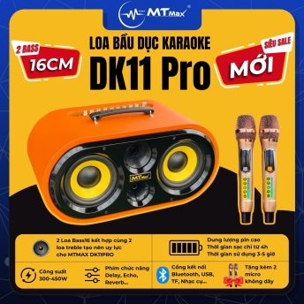 Loa Xách Tay Karaoke Chính Hãng MTMAX DK11Pro 3 Đường Tiếng 2 Bass 16 Công Suất Lớn Thiết Kế Hình Bầu Dục Đường Cong Mềm Mại