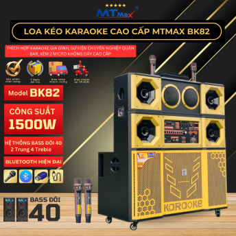 Loa Kéo MTMax BK82 – Công Suất Lớn Loa 4 Tấc Đôi Thiết Kế Độc Đáo Kèm 2 Micro Cao Cấp