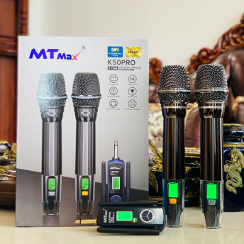 Micro Cao Cấp MTMAX K50PRO - Micro Karaoke Không Dây Đa Năng Sử Dụng Cho Tất Loại Loa Kéo, Vang, Amply Thiết Kế Mới Lạ Siêu Đẹp Bắt Sóng Xa Đến 100M Bảo Hành 12 Tháng