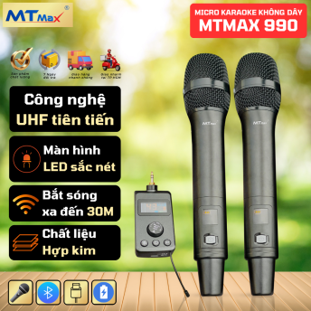 Micro Karaoke Không Dây MTMAX 990 – Âm Thanh Chất Lượng Cao, Kết Nối Bluetooth Tiện Lợi, Thời Gian Sử Dụng Lâu Dài, Phù Hợp Cho Mọi Sự Kiện Karaoke, Thuyết Trình và Hội Họp