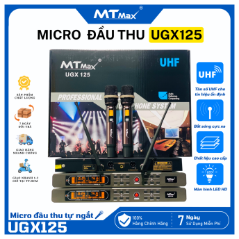 Micro Đầu Thu Cao Cấp Chính Hãng MTMAX UGX125 Sóng UHF, Chất Âm Sáng, Bắt Âm Tốt, Sơn Phủ Nano Chất Lượng Cao, Bắt Sóng Xa Trên 30m, Phù Hợp Giải Trí Đa Chức Năng
