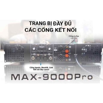 Cục đẩy công suất MTMAX MAX 9000Pro - Main công suất 2 kênh, 32 sò, 8 tụ