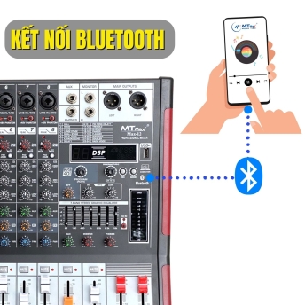 Bàn mixer MTMAX MAX12 – Âm Thanh Kỹ Thuật Số 8 Kênh, Bộ Điều Khiển Trộn Karaoke DJ Chuyên Nghiệp