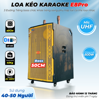Loa Kéo Karaoke MTMAX E8Pro Bass 50cm 3 Đường Tiếng Công Suất Đến 1000W Chơi Được 30-50 Người Dùng Thử Miễn Phí 7 Ngày Bảo Hành Đến 12 Tháng